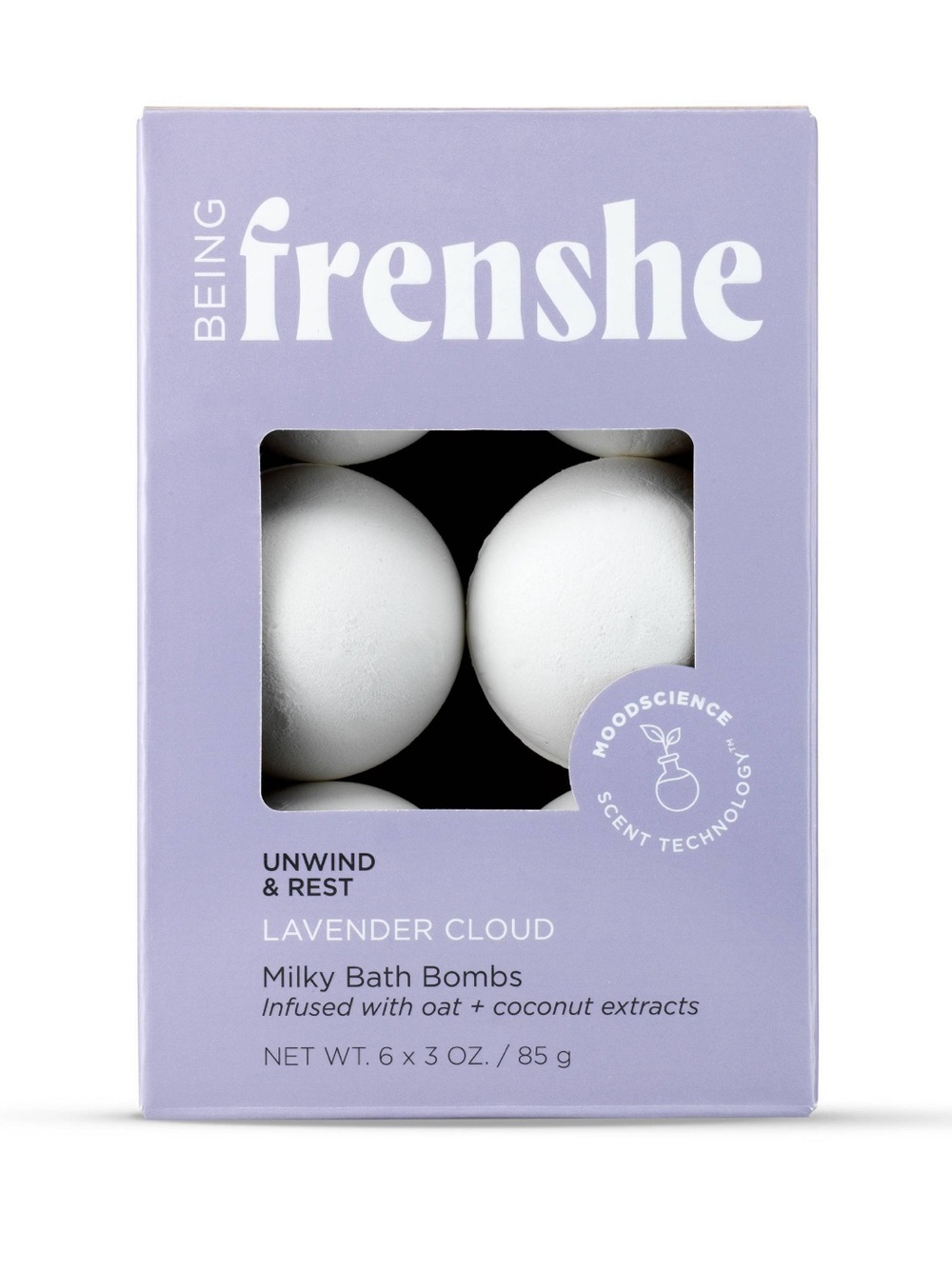 NWT Being Frenshe Lavender Cloud Milky Bath Bombs Set of 6 | Oat & Coconut